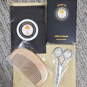 Beard Kit with Brown Comb and Silver Scissors